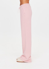THE UPSIDE women's pink organic cotton french terry McGrath Willow Wide Leg Pant is a high-rise wide leg fit with side pockets and an elasticated waistband with a drawcord. Made for everyday wear.