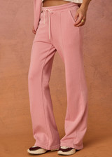 THE UPSIDE women's pink organic cotton french terry McGrath Willow Wide Leg Pant is a high-rise wide leg fit with side pockets and an elasticated waistband with a drawcord. Made for everyday wear.