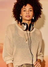 THE UPSIDE women's cream organic cotton Sebastian Knit Crew offers a relaxed fit with an open knit construction and ribbed trims. Made for lifestyle.