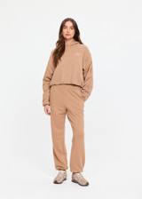 THE UPSIDE women's brown organic cotton Marlon Camila Hoodie is designed for an oversized fit and features dropped shoulders, elasticated trims and tonal herringbone tape detailing. Made for lifestyle.