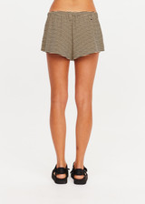 THE UPSIDE women's stripe Santos Lucie Drawstring Short offers a regular fit with a low rise waist, side splits and adjustable drawcord waistband. Made for lifestyle.