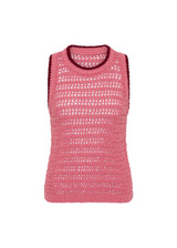 THE UPSIDE women's pink organic cotton Bahia Koby Knitted Tank Top is a regular fit with a loose knit construction, racerback silhouette and contrast striped rib detailing. Made for lifestyle.