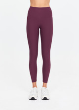 THE UPSIDE women's plum Pele 25inch Legging is designed for a supportive and comfortable fit and features a high rise waist, recycled rib fabrication and clean tonal finish. Made for yoga and pilates.