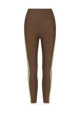 THE UPSIDE women's brown Daytona 25inch High Midi Legging is cut for a soft and supportive fit with a high rise waist, contrast side stripe detailing and cuffed hems. Made for yoga and pilates.