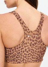 THE UPSIDE women’s leopard recycled peached Javan Jade Sports Bra is designed for a supportive fit and features a full coverage shape, racerback and removable cups. Made for yoga and pilates.