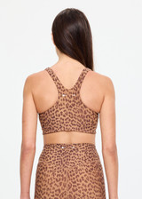THE UPSIDE women’s leopard recycled peached Javan Jade Sports Bra is designed for a supportive fit and features a full coverage shape, racerback and removable cups. Made for yoga and pilates.