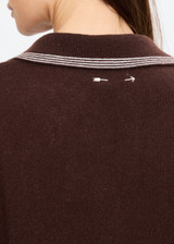 THE UPSIDE women's brown cashmere blend Coco Luna Cashmere Knit Top is designed for a relaxed fit and features a V neckline, collared silhouette and striped rib trims. Made for lifestyle.