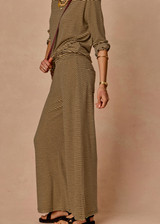 THE UPSIDE women's stripe Santos Adriel Split Pant features a regular fit, high rise paperbag waist, side splits and back patch pockets. Made for lifestyle.