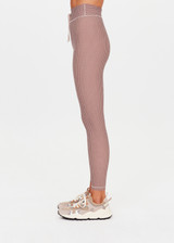 THE UPSIDE women's check Palacio 25inch Midi Pant is mid-rise with soft recycled peached fabric and mushroom drawcord. Made for yoga and pilates.