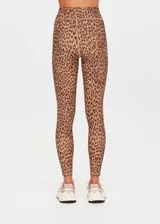 THE UPSIDE women's animal Panthera 25 Inch Midi Pant is designed for a mid-rise fit and features navy contrast binds down the side seams and a blue elastic drawcord. Made for yoga and pilates.