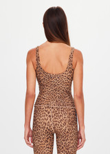 THE UPSIDE women's animal Panthera Amelia Tank Top is mid coverage and features a scoop neckline, shelf bra and removable cups. Made for yoga and pilates.