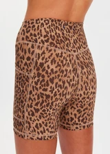 THE UPSIDE women's animal Panthera 5 Inch Pocket Spin Short is a high-rise fit and features side pockets and is breathable, moisture wicking and quick-drying. Made for yoga and pilates.