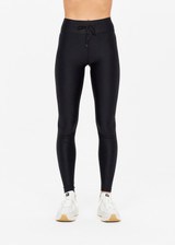 THE UPSIDE women's black Original Super Soft Yoga Pant is made from breathable, quick-drying and moisture-wicking with a 4-way stretch. It features a stretch drawcord waistband and a white arrow logo at the back.