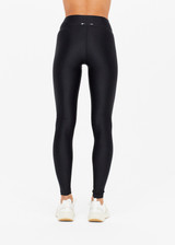 THE UPSIDE women's black Original Super Soft Yoga Pant is made from breathable, quick-drying and moisture-wicking with a 4-way stretch. It features a stretch drawcord waistband and a white arrow logo at the back.