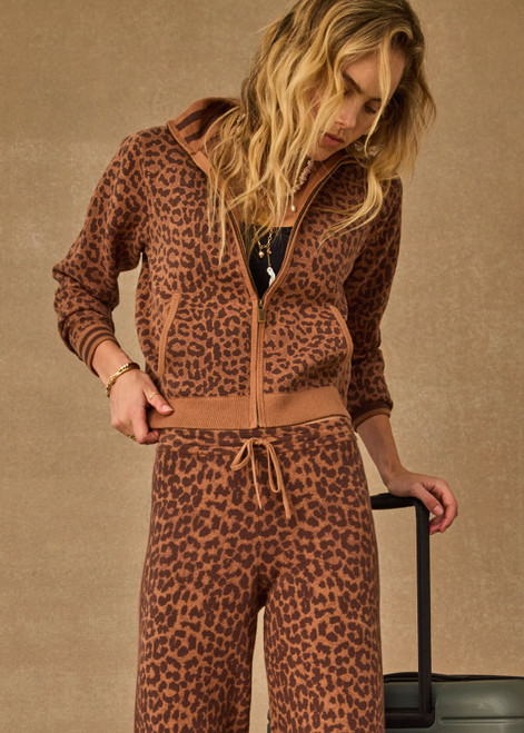 THE UPSIDE women's leopard organic cotton Malawi Margot Knit Jacket offers a regular fit and features front pockets and a ribbed waistband. Made for lifestyle.