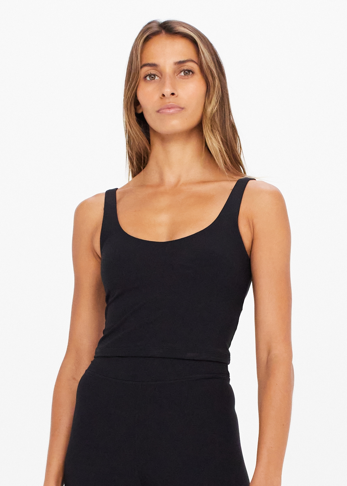 PEACHED THIA CROP FLARE in BLACK | The UPSIDE