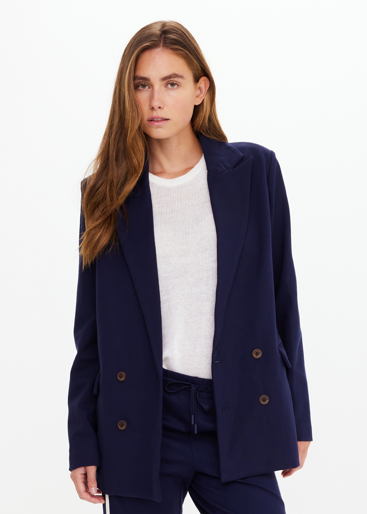 DOUBLE BREASTED BLAZER in NAVY | The UPSIDE