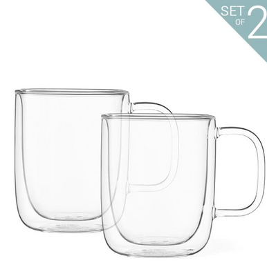 Classic Double Wall Glass Mug - Set Of 2, 350ml - VIVA