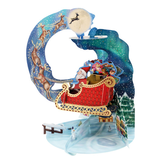 3D Pop-Up Christmas Card - Santa's Sleigh Pendulum Card - Luxury Holiday Card for Family, Kids, Someone Special, for Him, for Her