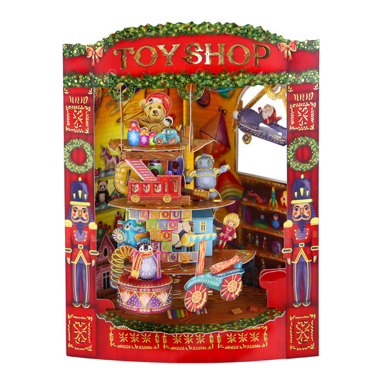 3D Pop-Up Christmas Card - Christmas Toy Shop Swing Card - Luxury Holiday Card for Family, for Kids, for Him, for Her, for Someone Special