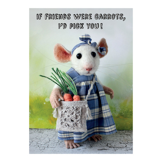 Tiny Squee Mousies Greetings Card - If Friends Were Carrots, I'd Pick You - Greetings Card For Family, For Friends, For Someone Special