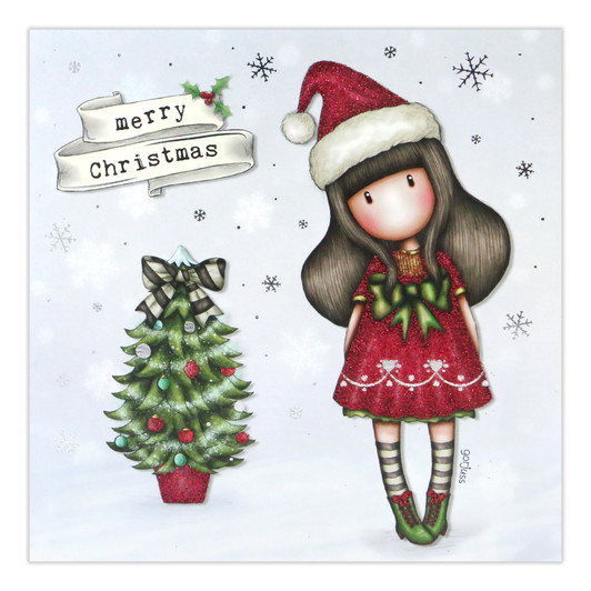Gorjuss Christmas Card - Merry Christmas (Santa Girl) - Christmas Card For Kids, For Family, For Her, For Someone Special
