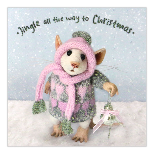 Tiny Squee Mousies Christmas Card Jingle All The Way To Christmas - Fun Holiday Card for Family, Kids, Him, Her, Someone Special