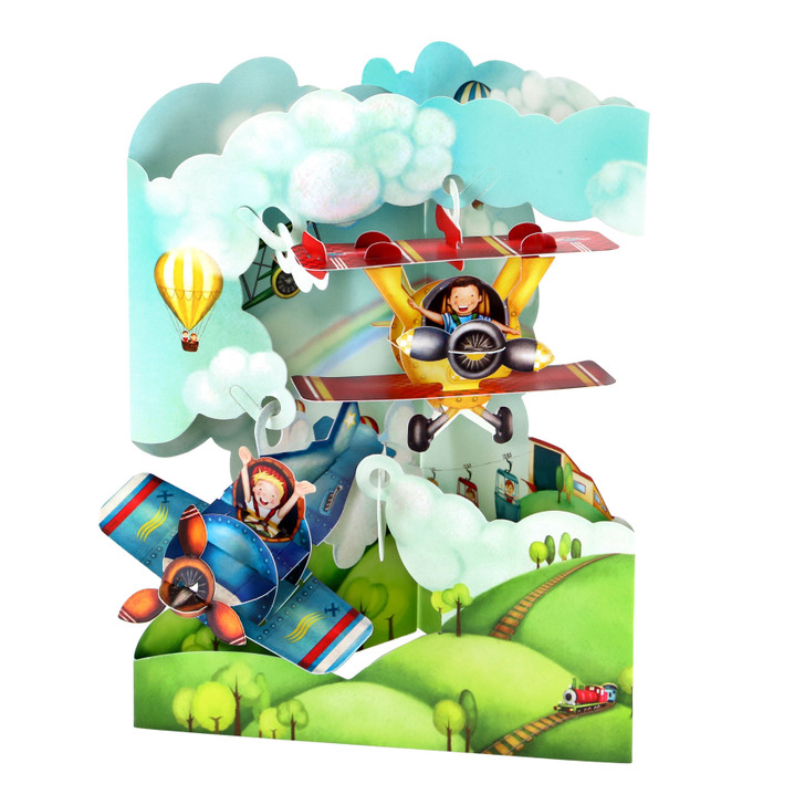 3D Pop-Up Card Planes Swing Card - Luxury Greetings Card for Kids, For Her, For Him, For Birthday, For Any Occasion