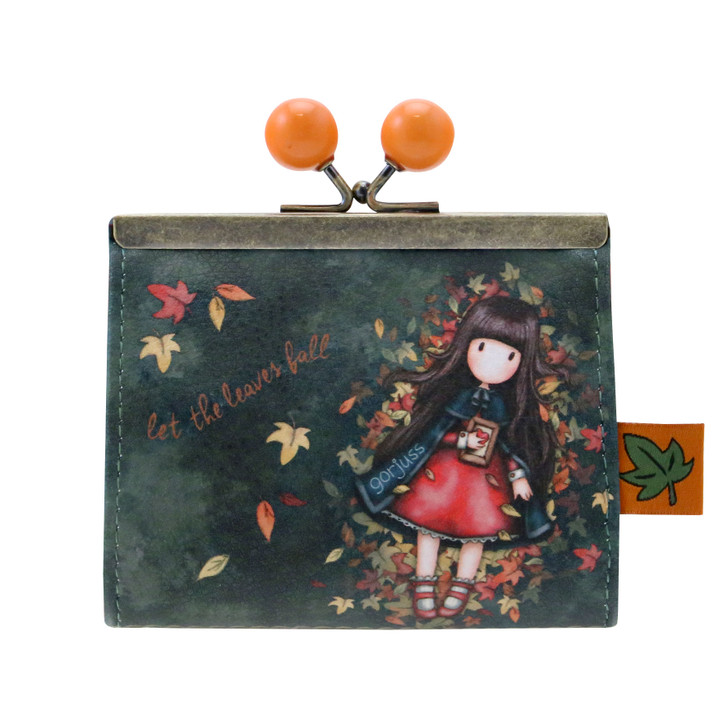 Gorjuss Clasp Purse - Autumn Leaves. Coin Purse. Small Wallet. Handbag Essential. Gift for Mums, for her.
