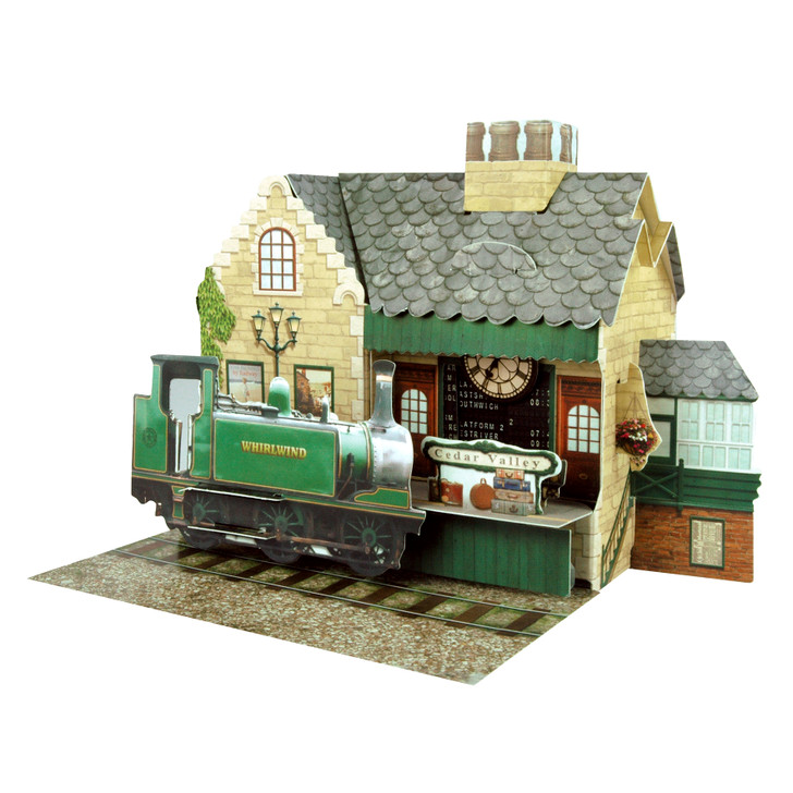 3D Pop-up Card - The Railway Station Pop-Up Place - Luxury Greetings Card For Her, Him, Birthday, Mother's Day, Father's Day, Any Occasion