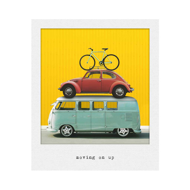 Incidental Instants Moving On Up - suitable for congratulations, happy birthdays. Trendy greeting card.