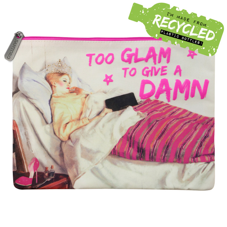 Masterpieces Large Accessory Flat Pouch - Too Glam. Make-up Bag. Cosmetics Case. Sustainable Accessories. Gift for her, for Mum.