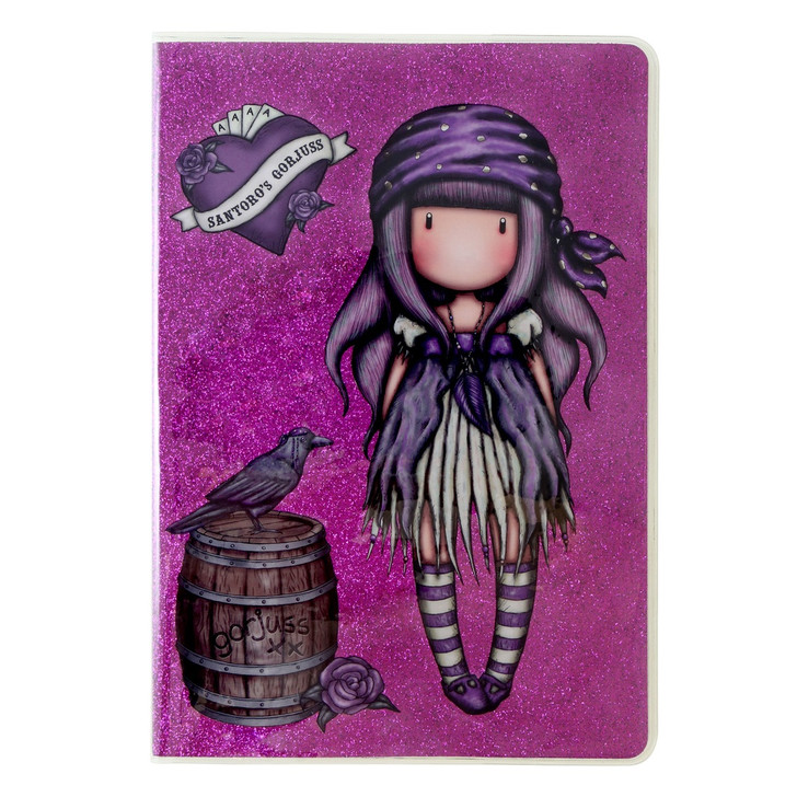 Gorjuss Pirates Glitter Notebook with PVC Cover - perfect for school notes, to-do lists
