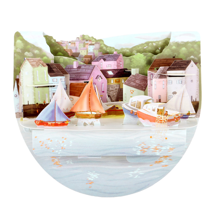 3D Pop-Up Card - Seaside Town Pop n' Rock Card - Luxury Greetings Card For Him, For Her, For Birthday, For Any Occasion