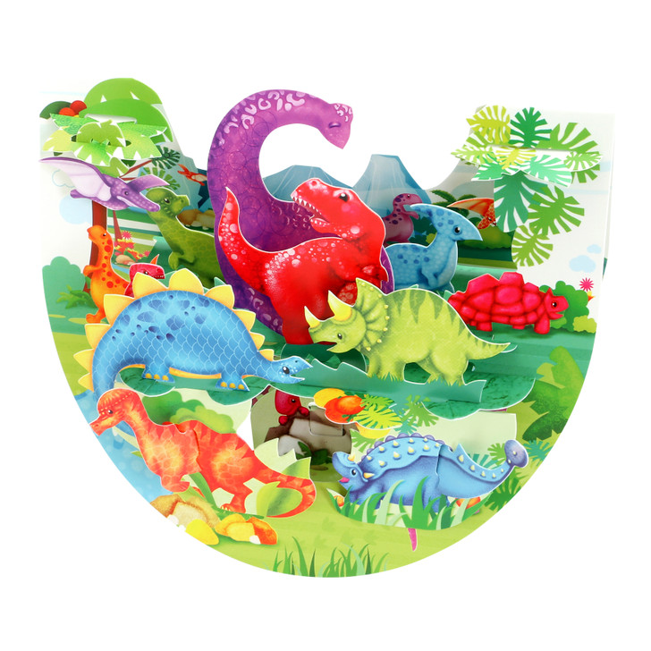3D Pop-Up Card - Dinosaurs Pop n' Rock Card - Luxury Greetings Card For Kids, For Him, For Birthday