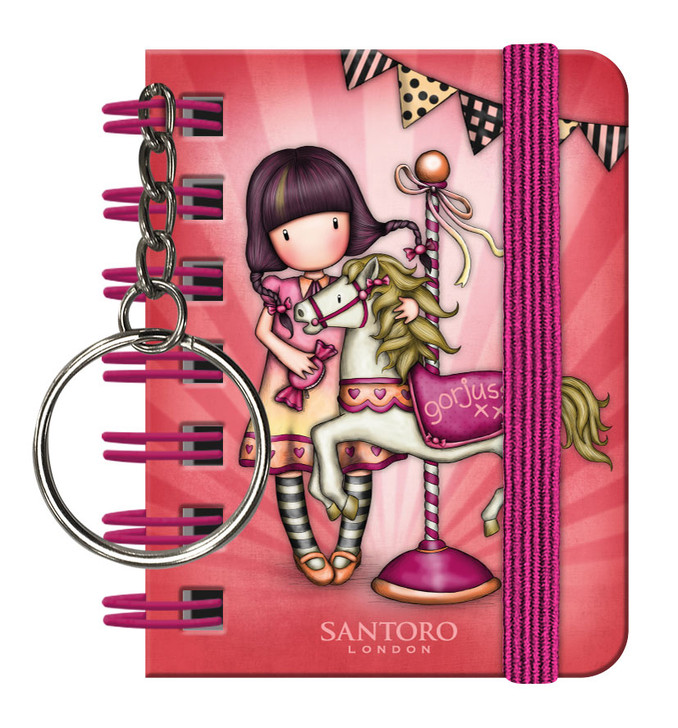Gorjuss Mini Keyring Notebook - Carousel. Fun Notepad. Great for School. Gift for girls.