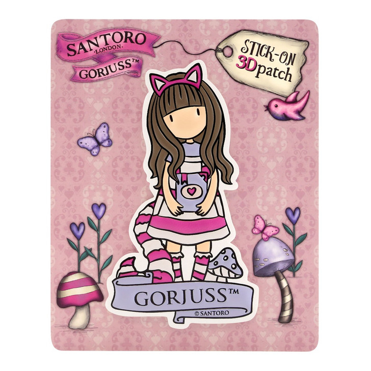 Gorjuss Through The Looking Glass - Stick on Patch in a 3D Design, Chesire Cat. Gift for girls.