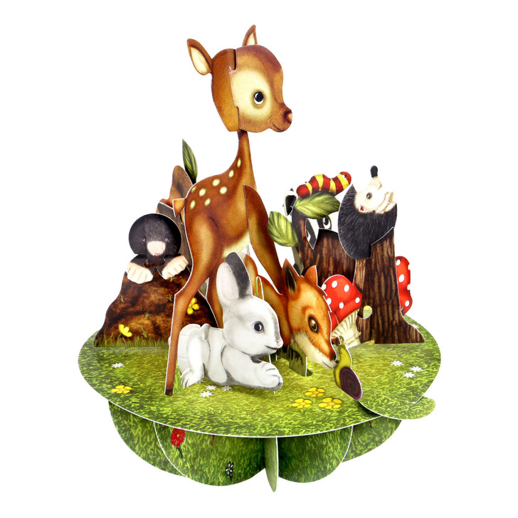 3D Pop-Up Card - Cute Baby Animals Pirouette Card - Luxury Greetings Card for Kids, Girls, Boys, Birthday, Any Occasion