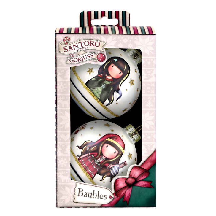 Gorjuss - Christmas Baubles - Set of 2 - Merry and Bright