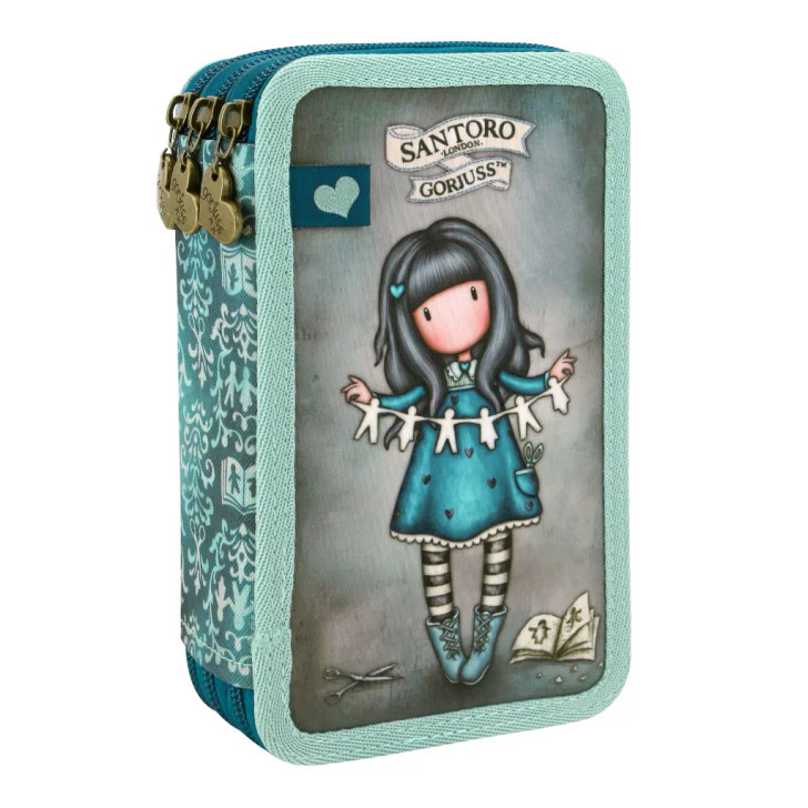 Gorjuss - Triple Filled Pencil Case - I Found My Family in a Book