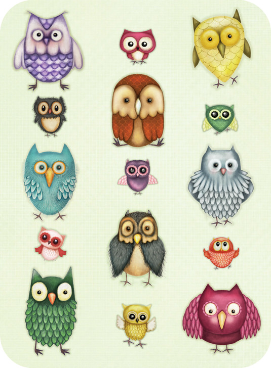 Santoro London Eclectic Selection Card - Owl Family Greetings Card - For Her, Him, Friends, Birthday, Any Occasion