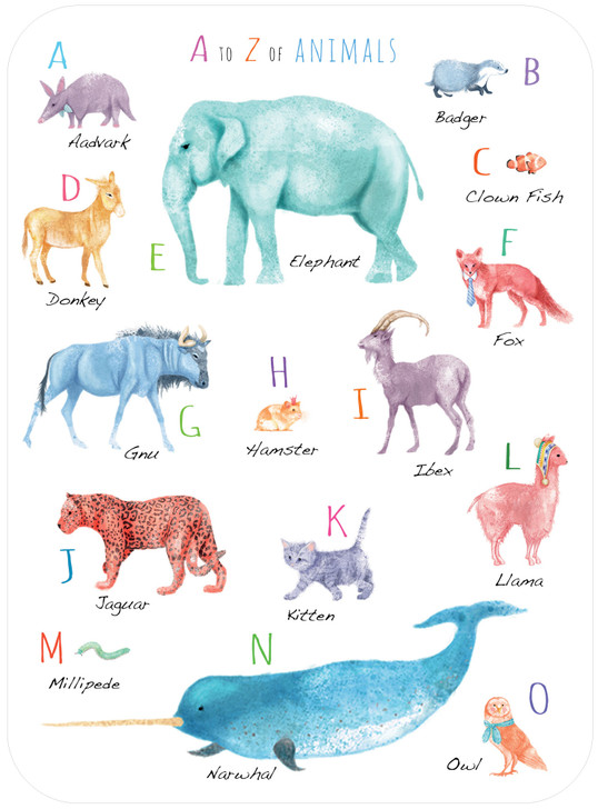 Santoro London Eclectic Selection Card - A To Z Of Animals Greetings Card - Her, Him, Kids, Adults, Friends, Birthday, Any Occasion