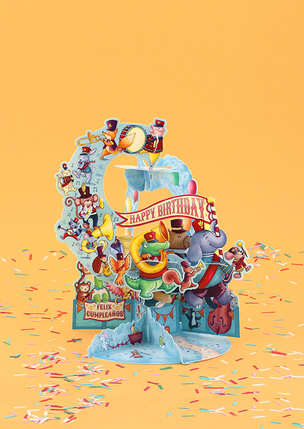 blue animal music band happy birthday card