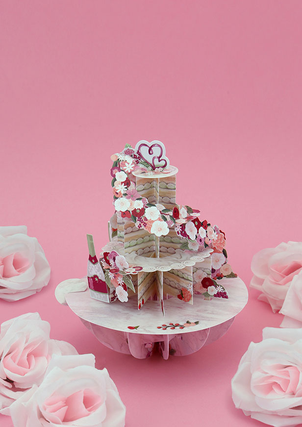 pink wedding cake card