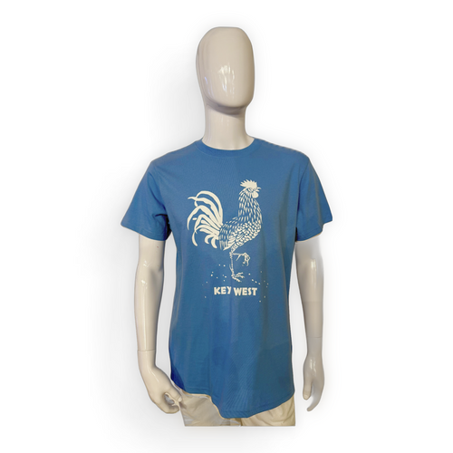 Rooster T-Shirt, Key West t-shirt, T-shirt Light Blue , Adult, washable