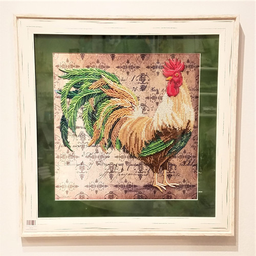SK Green Bead Hand Embroidered Rooster