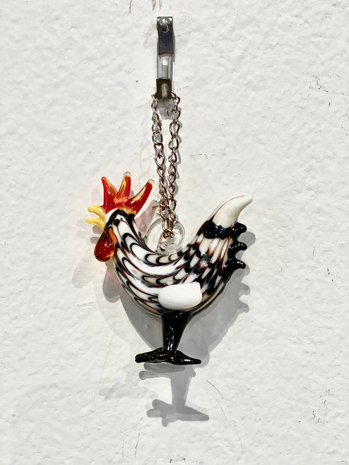 FRG Glass Ornament Zebra Rooster