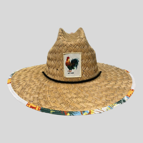 Watercolor Rooster Wide Brim Hat (with Lining)