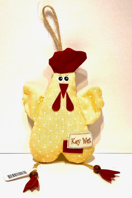 Rooster Ornament Yellow with White Dots