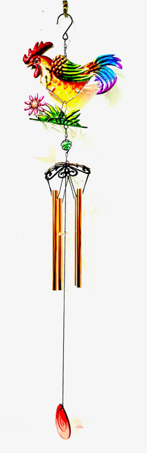 Rooster Wind Chime Stain  Glass
